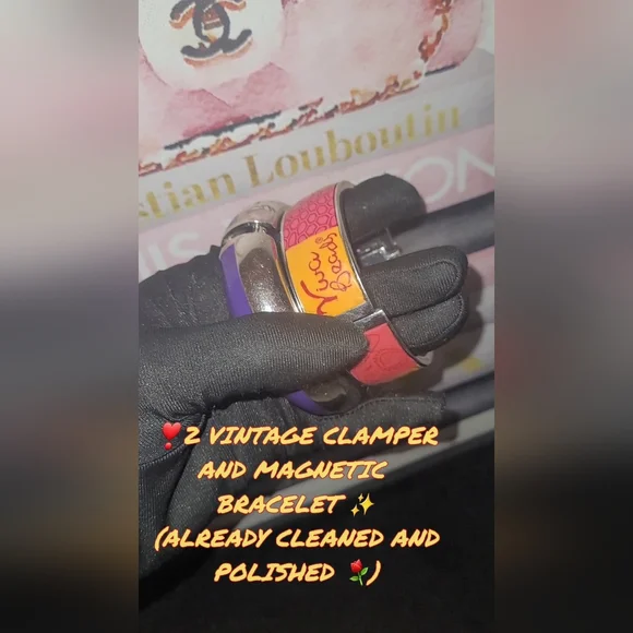 2 VINTAGE CLAMPER AND MAGNETIC BRACELET ✨️(ALREADY CLEANED AND POLISHED ⚘️) - Picture 4 of 8